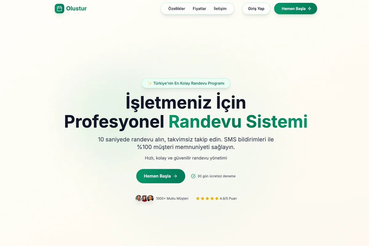 Olustur.Co - Online Randevu Yazılımı görseli